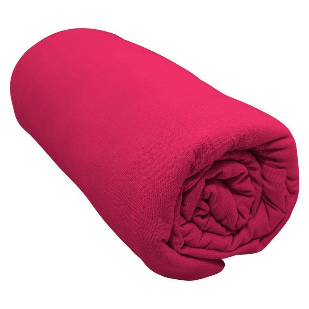 Lençol Com Elástico King Portallar Malha 100% Algodão Liso Linha Casa Vermelho Fita - 1