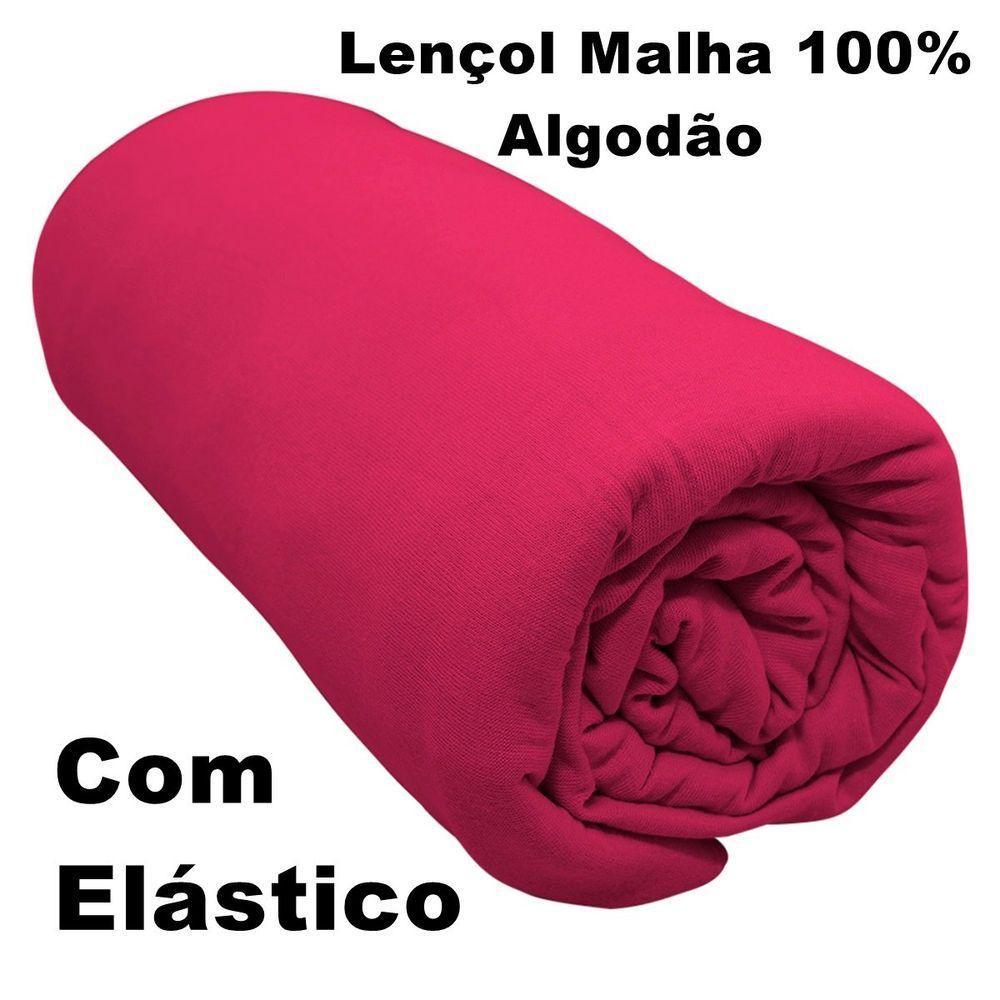 Lençol Com Elástico Queen Portallar Malha 100% Algodão Liso Linha Casa Vermelho Fita - 3