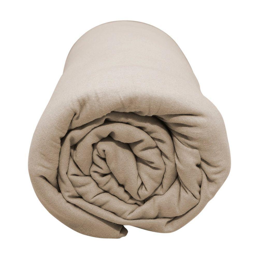 Lençol Com Elástico Queen Portallar Malha 100% Algodão Liso Linha Casa Bege Caqui - 2