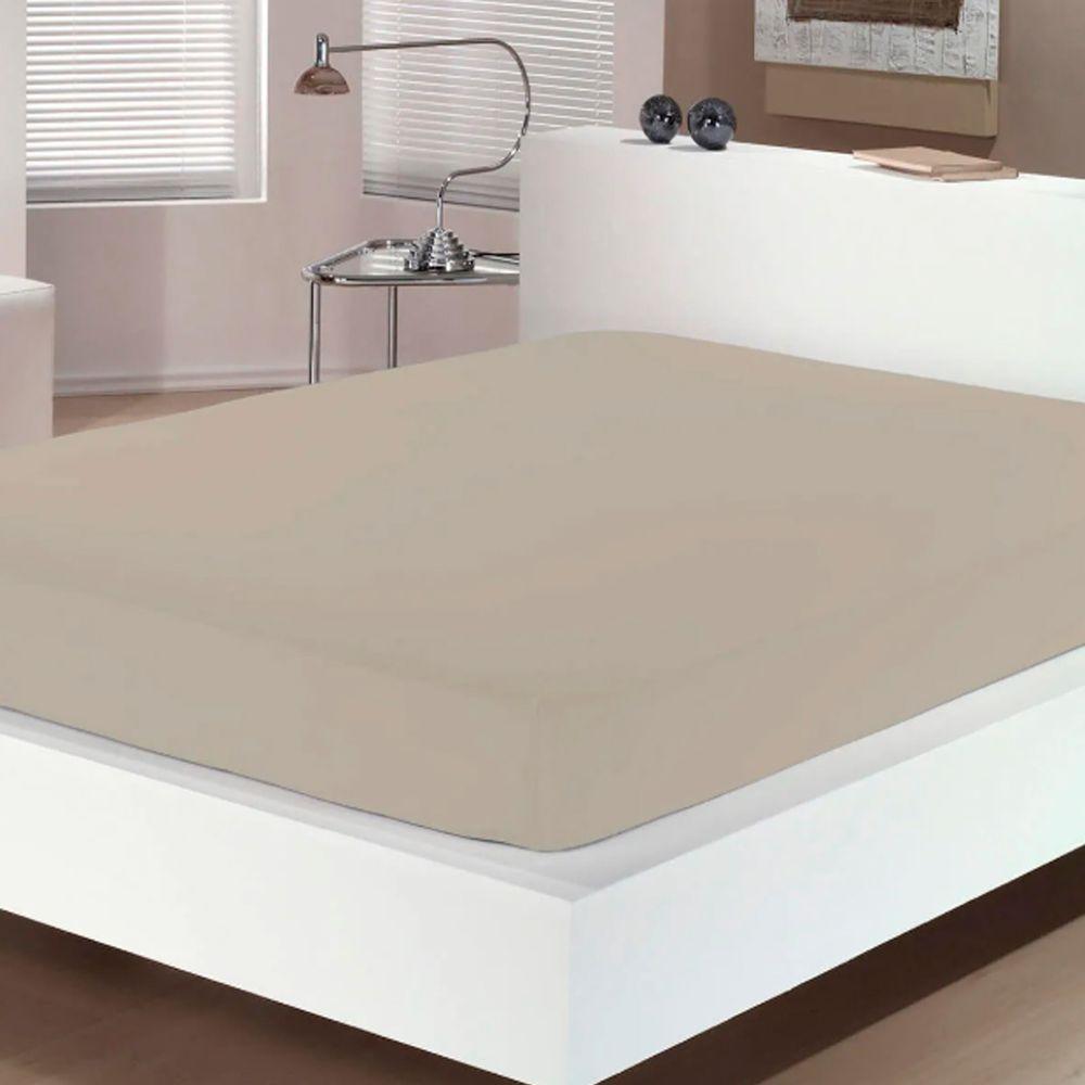 Lençol Avulso Buettner Casal Malha 100% Algodão Image Com Elástico Bege - 3