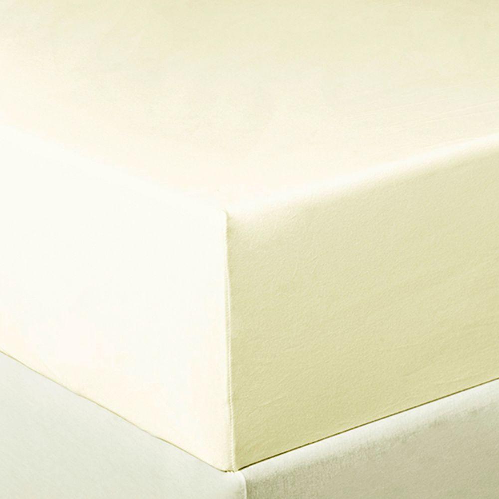 Lençol Tecebem Solteiro Malha C/ Elástico Liso 88cmx188mx30cm Baunilha - 2