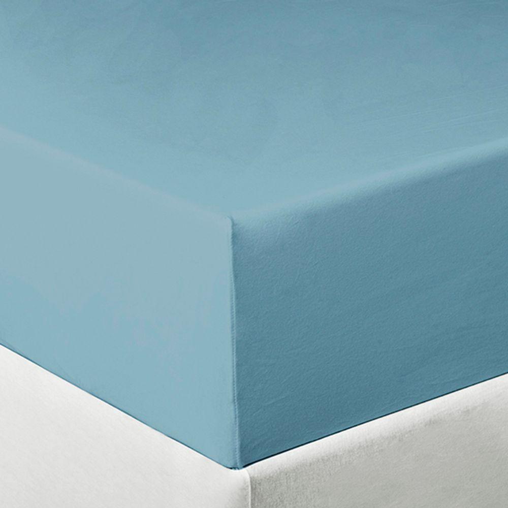 Lençol Tecebem Solteiro King Malha C/ Elástico Liso 100mx203mx40cm Azul - 2