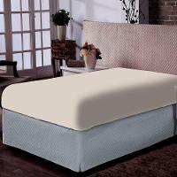 Lençol Portallar Solteiro Com Elástico Malha 100% Algodão Premiun Classic Off White - 1