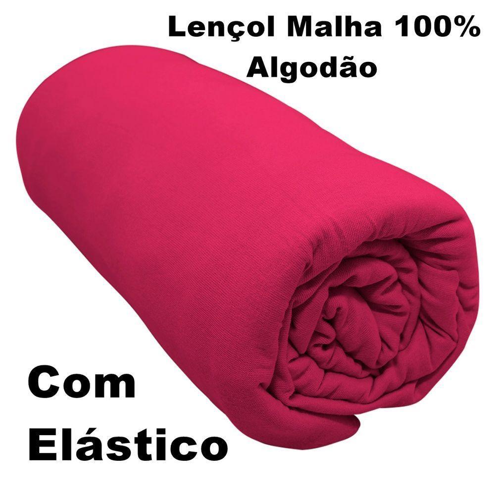 Lençol Com Elástico Solteiro Portallar Malha 100% Algodão Liso Linha Casa Vermelho Fita - 3