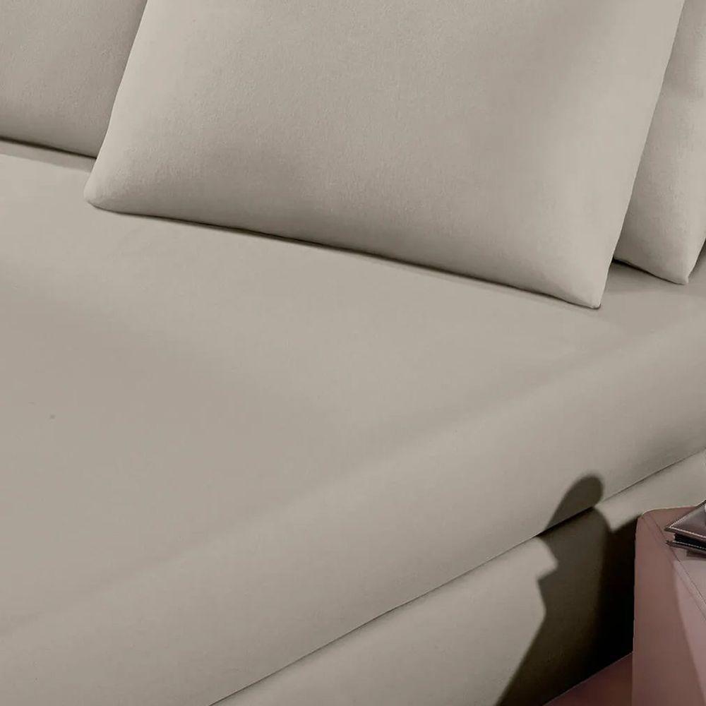 Lençol Buettner Queen Malha 100% Algodão Basic Liso Com Elástico Trigo - 2