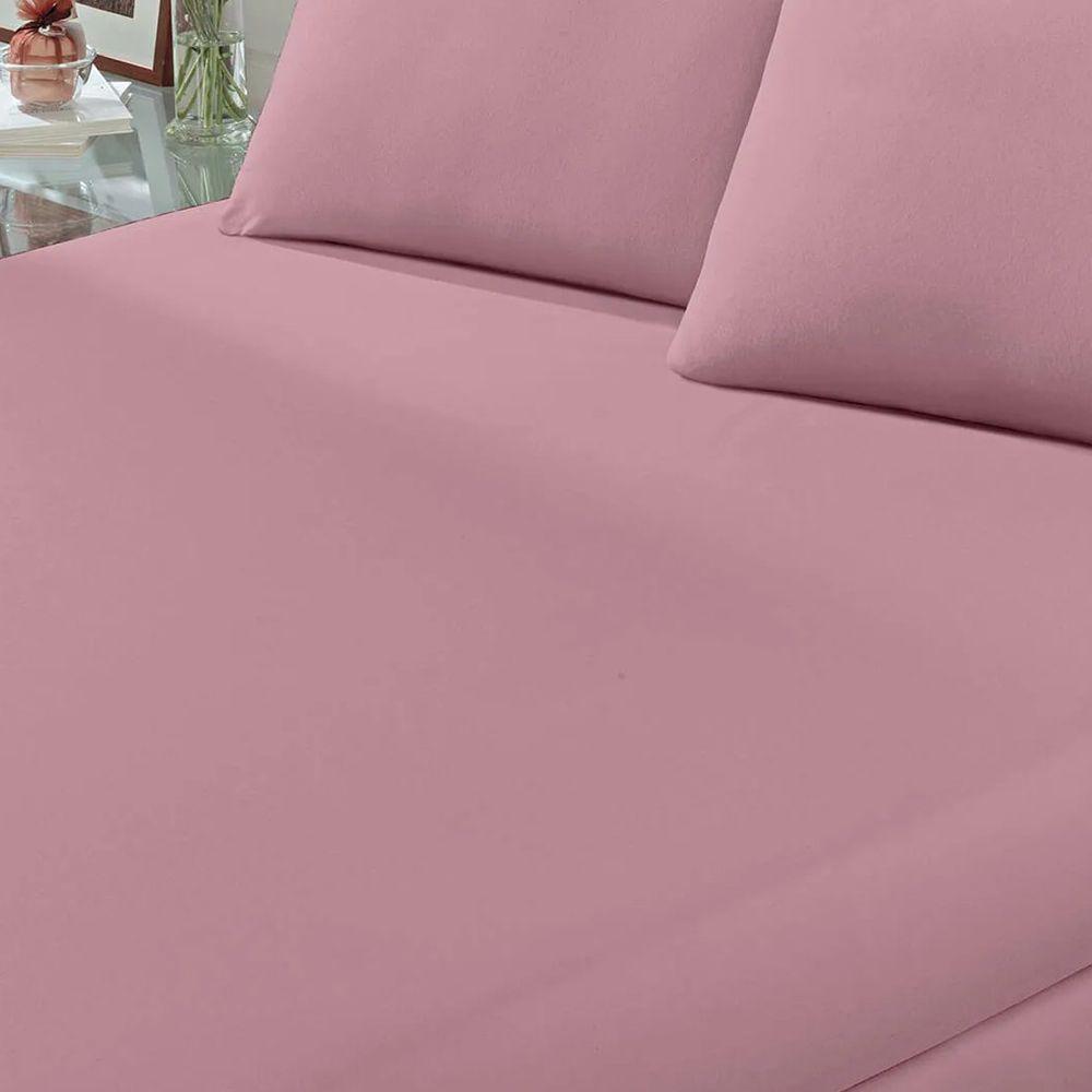 Lençol Buettner Casal Malha 100% Algodão Basic Liso Com Elástico Rose Blush - 3