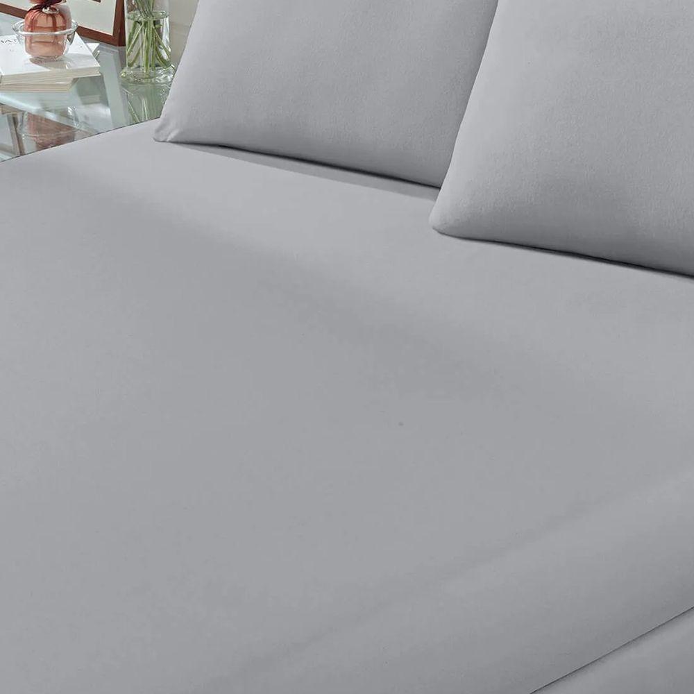 Lençol Buettner Casal Malha 100% Algodão Basic Liso Com Elástico Prata - 3