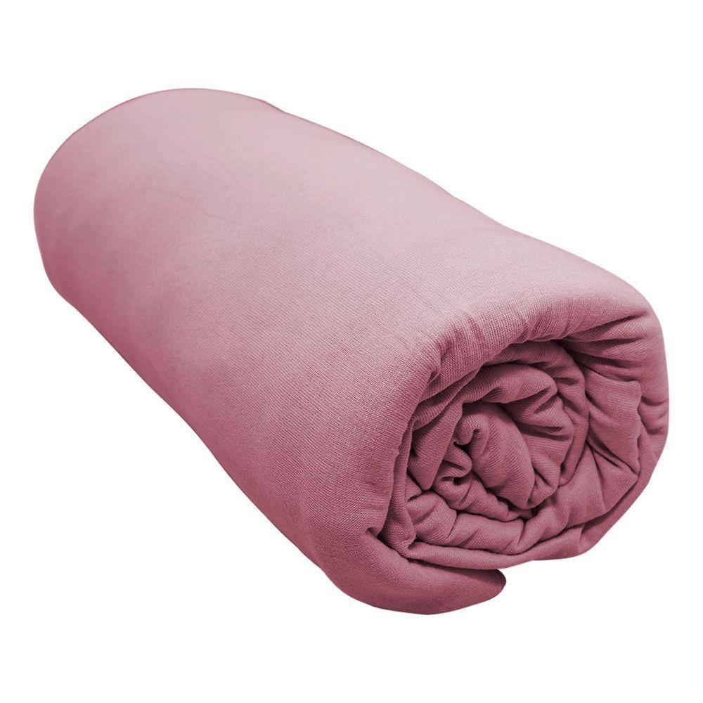 Lençol Com Elástico Queen Portallar Malha 100% Algodão Liso Linha Casa Rosa Cravo - 1