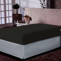 Lençol Portallar King Com Elástico Malha 100% Algodão Premiun Classic Preto - 1