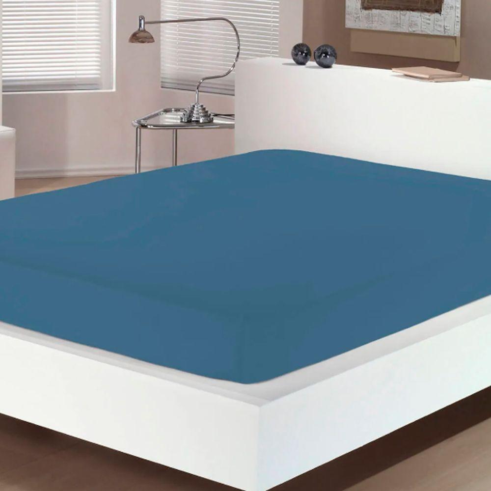 Lençol Avulso Buettner Solteiro King Malha 100% Algodão Image Com Elástico Azul - 3
