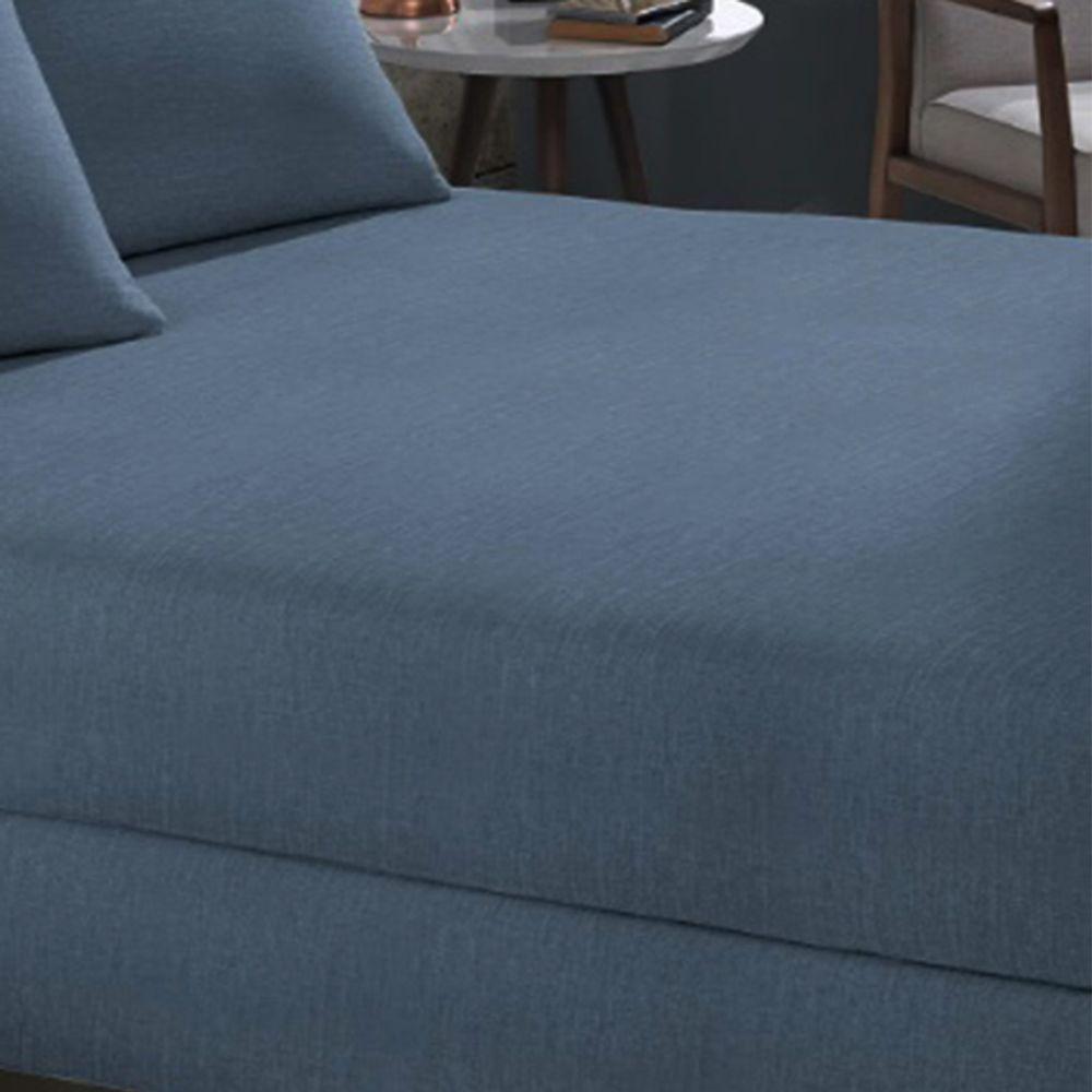 Lençol Com Elástico Buettner King Malha Mescla 193mx203mx35cm Azul - 2