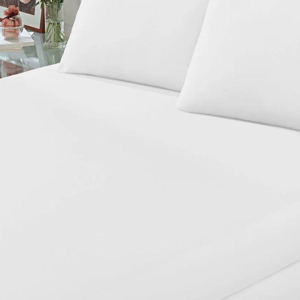 Lençol Buettner Casal Malha 100% Algodão Basic Liso Com Elástico Branco - 3