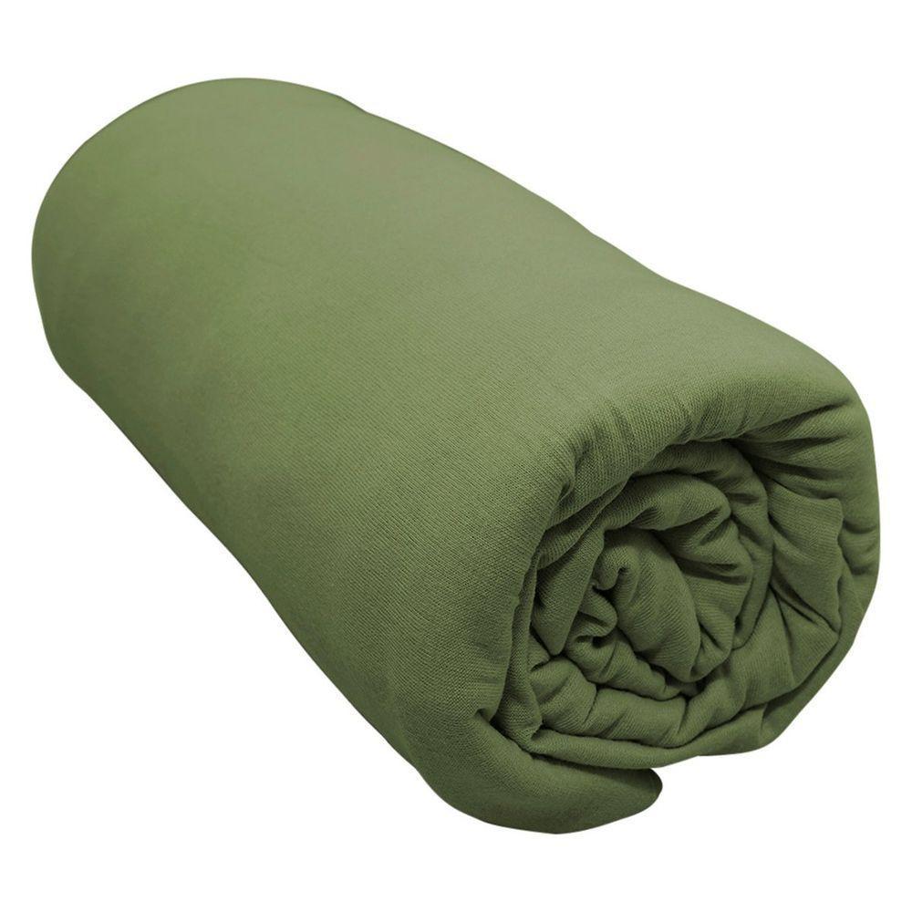 Lençol Portallar Casal Com Elástico Malha 100% Algodão Premiun Classic Verde Pedra - 2