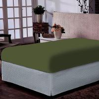 Lençol Portallar Casal Com Elástico Malha 100% Algodão Premiun Classic Verde Pedra - 1