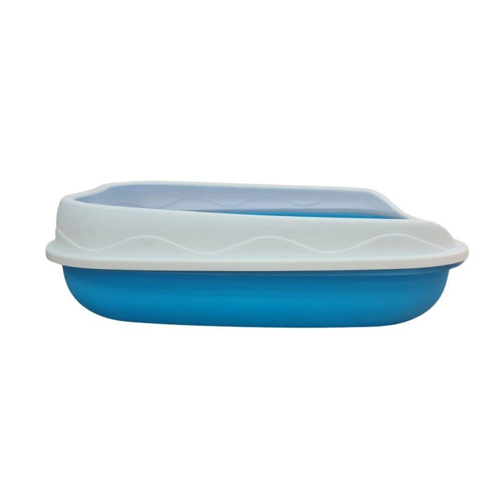 Caixa De Areia Banheiro Higiênica Bandeja Para Pets Gatos Com Borda + 1 Pá Coletora Azul - 4