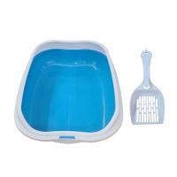 Caixa De Areia Banheiro Higiênica Bandeja Para Pets Gatos Com Borda + 1 Pá Coletora Azul - 3