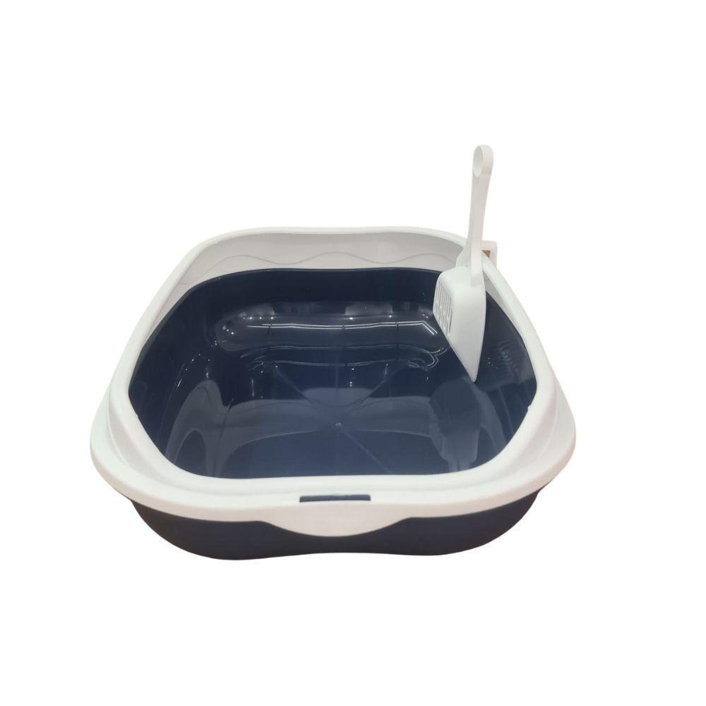 Caixa De Areia Banheiro Higiênica Bandeja Para Pets Gatos Com Borda + 1 Pá Coletora Azul Escuro - 3