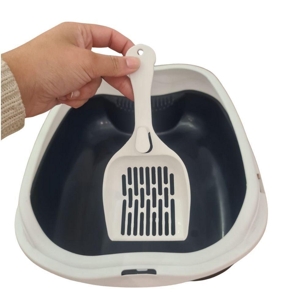 Caixa De Areia Banheiro Higiênica Bandeja Para Pets Gatos Com Borda + 1 Pá Coletora Tamanho Grande Azul Escuro - 5