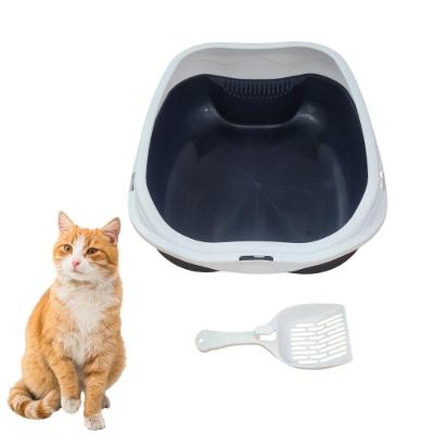 Caixa De Areia Banheiro Higiênica Bandeja Para Pets Gatos Com Borda + 1 Pá Coletora Tamanho Grande Azul Escuro
