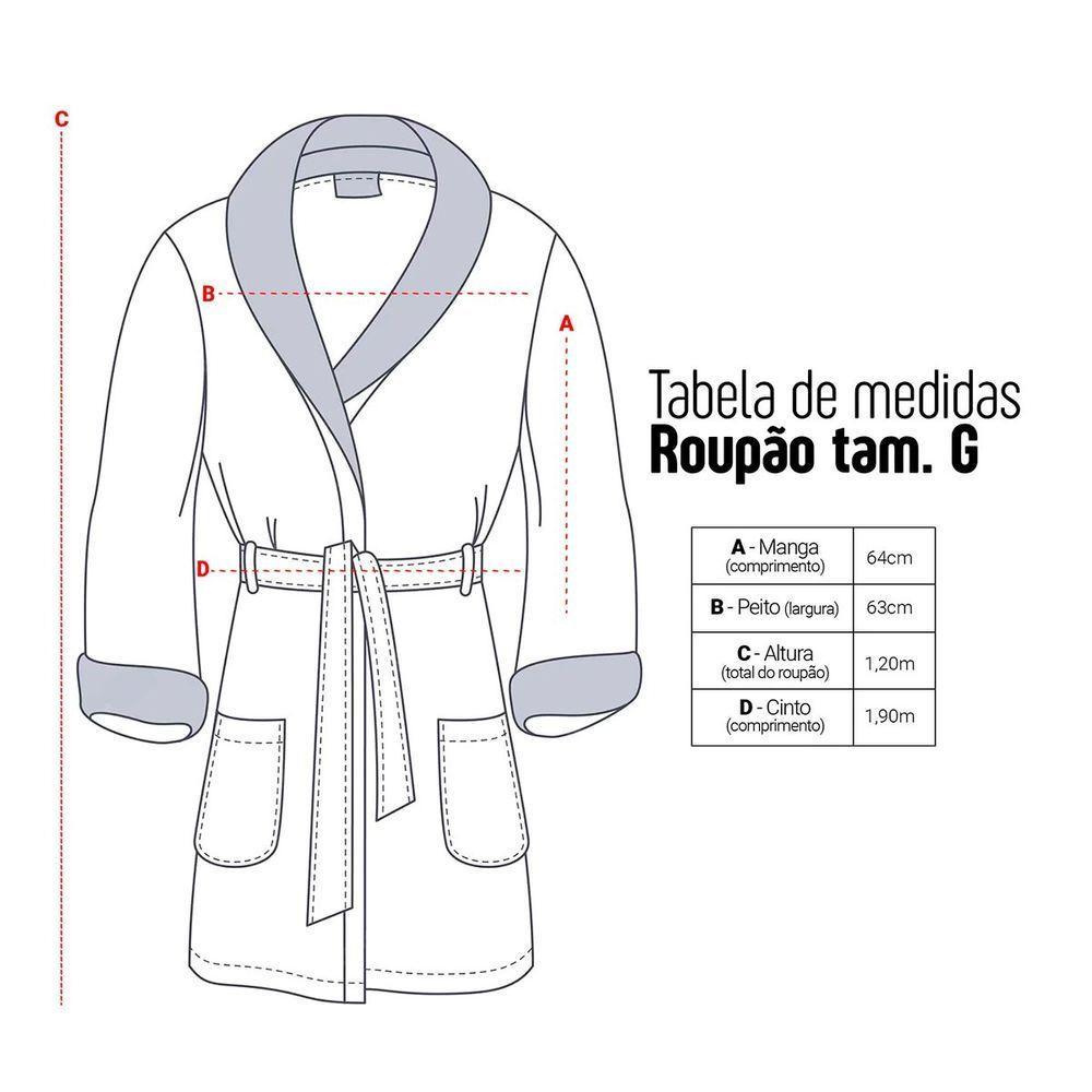 Roupão Buettner Masculino Microfibra Jacquard 100% Poliéster Artico Kimono Tamanho(g) Marinho - 3