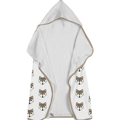 Toalha Baby C/ Capuz Tecebem Estampada C/ Fralda Dori Branco
