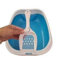 Caixa De Areia Banheiro Higiênica Bandeja Para Pets Gatos Com Borda + 1 Pá Coletora Tamanho Grande Azul - 5