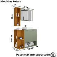 Gabinete Espelheira E Cuba Branca 70 Cm Ibiza Bechara Pistache Naturalle - 3