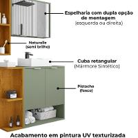 Gabinete Espelheira E Cuba Branca 70 Cm Ibiza Bechara Pistache Naturalle - 5