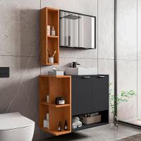 Gabinete Espelheira E Cuba Branca 70 Cm Ibiza Bechara Preto Fosco Naturalle - 6