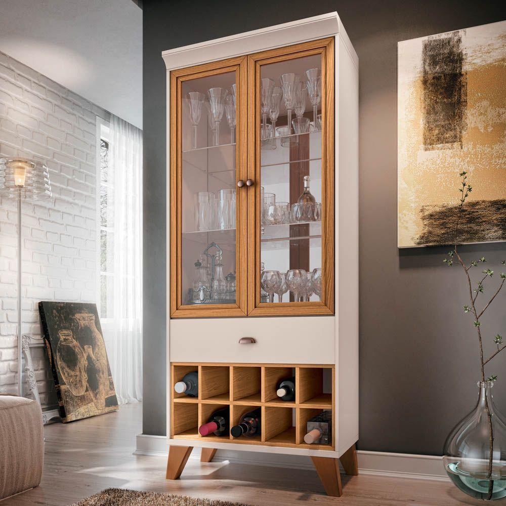 Buffet Aparador Melodia E Cristaleira Adega ópera Off/cinamomo - Hb Móveis - 2