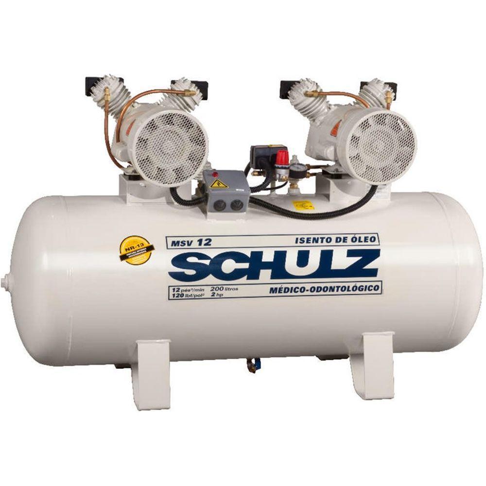 Compressor Schulz Msv 12 200 Litros 120 Libras 2 Cv 220v Monofásico Isento De óleo - 2