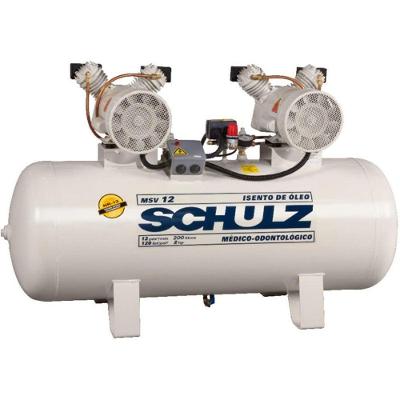 Compressor Schulz Msv 12 200 Litros 120 Libras 2 Cv 220v Monofásico Isento De óleo