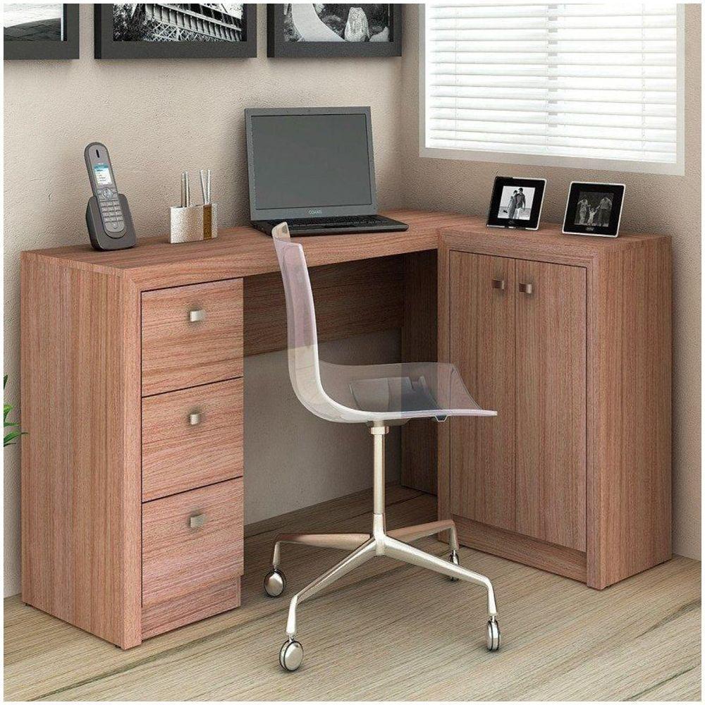 Mesa para Home Office com Gavetas e 02 Portas - amêndoa - 1