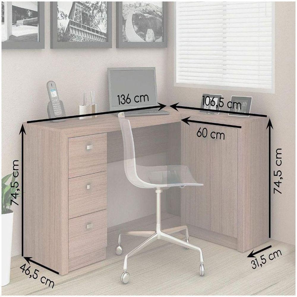 Mesa para Home Office com Gavetas e 02 Portas - amêndoa - 3