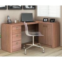 Mesa para Home Office com Gavetas e 02 Portas - amêndoa - 7