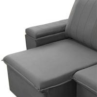 Sofá Retrátil Reclinável 3 Lugares 205Cm Baluart F05 Veludo Prata - Mpozenato