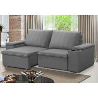 Sofá Retrátil Reclinável 3 Lugares 205Cm Baluart F05 Veludo Prata - Mpozenato - 5