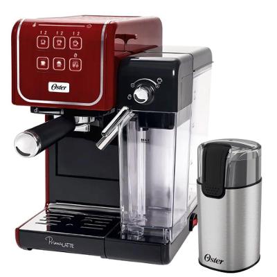 Kit Cafeteira Primalatte Touch Red E Moedor De Café Elétrico Oster 220V