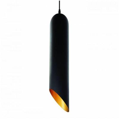 Pendente Em Metal Preto Com Interior Dourado
