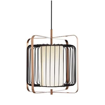Pendente Em Metal Preto E Cobre Com Cupula 38,5cm
