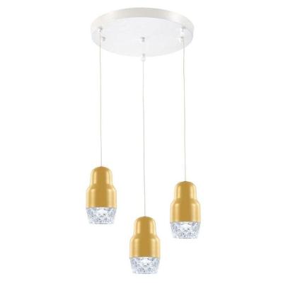 Lustre Triplo em Led Na Cor Dourada 10cm