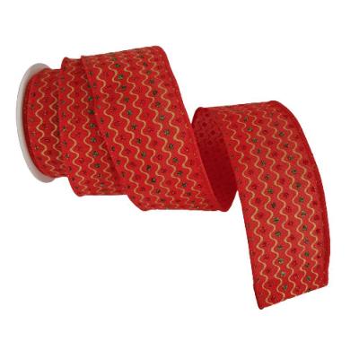 Fita Decorativa Natal Aramada Vermelha Com Strass Comp 9.14m