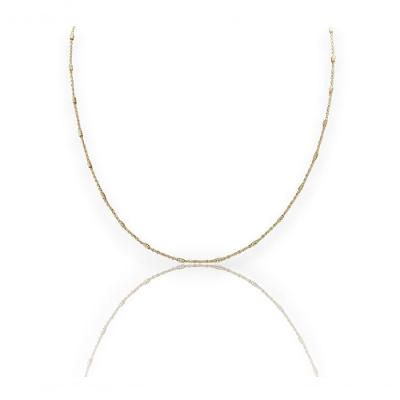 Corrente Elo Com Tubinho Diamantado 50cm Dourado