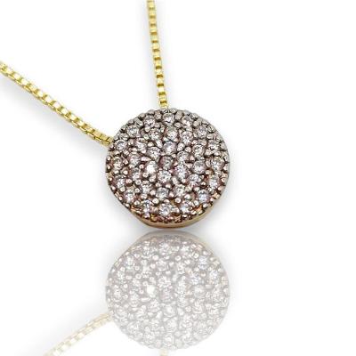 Corrente Bola Com Micro Zircônias Cristal Dourado - G