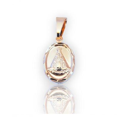 Pingente Medalha Oval Nossa Senhora Aparecida Dourado