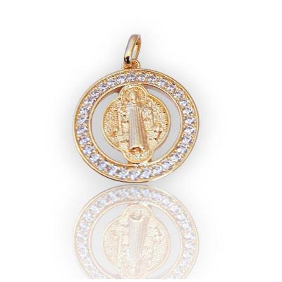 Pingente Medalha Nossa Senhora Aparecida Cravejada Dourado