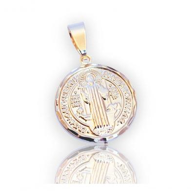 Pingente Duplo São Bento Diamantado Dourado