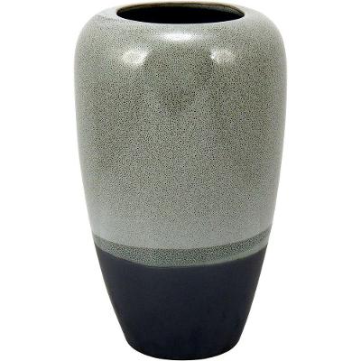 Vaso 34X20X20Cm Cerâmica Cinza