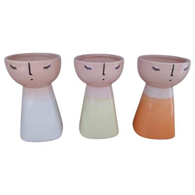 Vaso Estilo Boneca Esmaltado 14X8 Amarelo