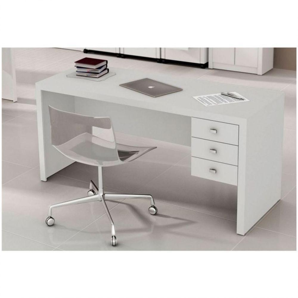 Mesa Com 03 Gavetas Para Home Office Branco - 5
